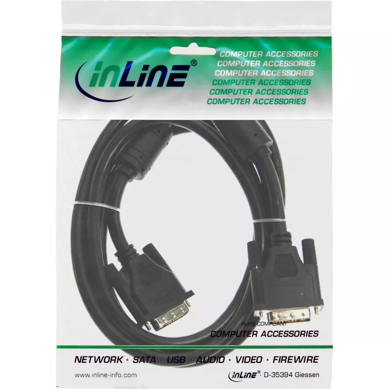 Cavo DVI-I 24+5 M/M Dual Link InLine 17791 1,8 m
