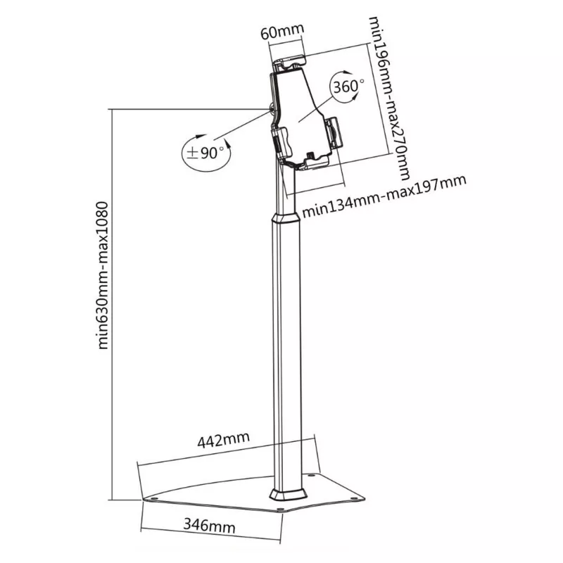 Supporto per tablet InLine in alluminio con chiusura universale per 7,9