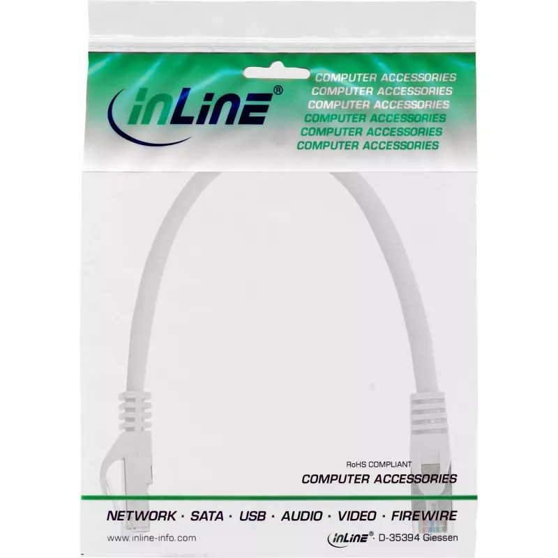 Cavo patch InLine SF/UTP Cat.5e bianco 0,25 m