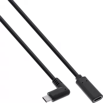 Cavo InLine USB 3.2 Gen.1x2, connettore maschio USB-C angolare / connettore femmina, nero, 1 m