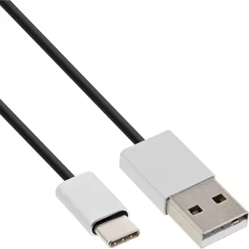 Cavo InLine USB 2.0, connettore maschio USB-C / connettore maschio USB-A, nero/alluminio, flessibile, 2 m