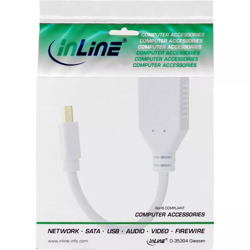 Cavo InLine Mini DisplayPort maschio su DisplayPort femmina, 4K2K, bianco, 0,15 m
