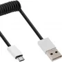 Cavo a spirale InLine Micro-USB 2.0, Type-A/Micro-B M/M, nero/alluminio, flessibile 3 m