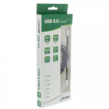 Cavo InLine USB 2.0, connettore maschio USB-C / connettore maschio Micro-B, nero/alluminio, flessibile, 1,5 m