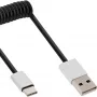 Cavo a spirale InLine USB 2.0, connettore maschio USB-C / connettore maschio USB-A, nero/alluminio, flessibile, 1 m