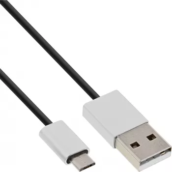 Cavo InLine Micro-USB 2.0, USB Type-A / Micro-B M/M, nero/alluminio, flessibile, 1 m
