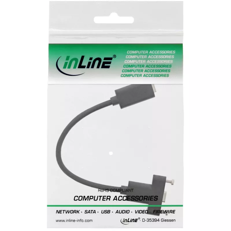 InLine USB 3.2 C femmina / femmina con cavo a flangia, nero, 0,20 m