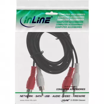 InLine cavo audio, 2x RCA M/M 20m, connettore maschio, 2 x RCA, connettore maschio, 20 m, nero
