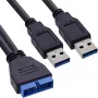 Cavo adattatore USB 3.0 Premium InLine 2x connettore maschio USB-A / header scheda madre, 0,40 m