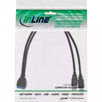 Cavo adattatore USB 3.0 Premium InLine 2x connettore maschio USB-A / header scheda madre, 0,40 m