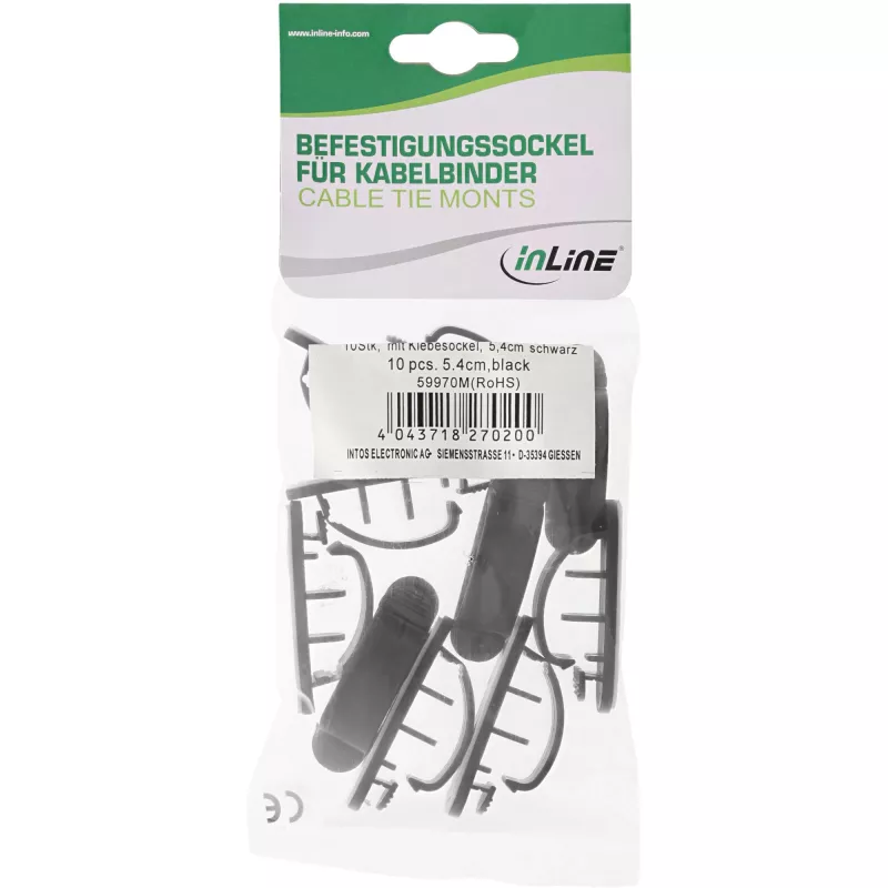 InLine 10 pz. sacchetto gestore cavi con nastro adesivo 8,5 cm nero
