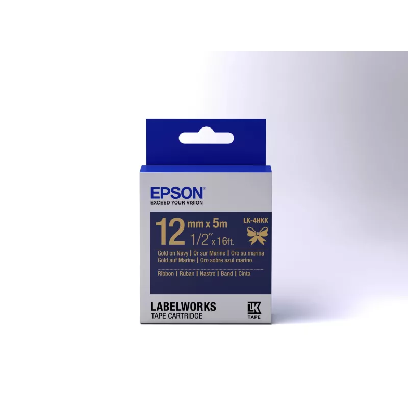 Epson cassetta etichette nastro satinato LK-4HKK oro/blu navy 12mm (5m)