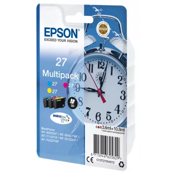 Epson Alarm clock Multipack 3 colori 27 DURABrite Ultra inchiostro, ciano, magenta, giallo, inchiostro pigmentato, 3,6 ml, 1 pz., 300 pagine, multipack