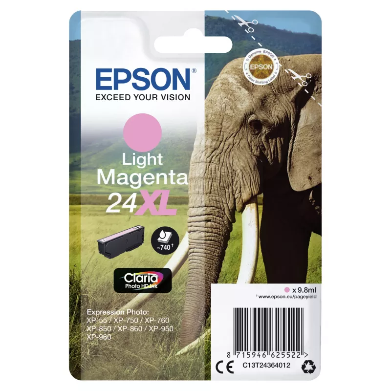Epson Elephant Singlepack magenta chiaro 24XL inchiostro Claria Photo HD