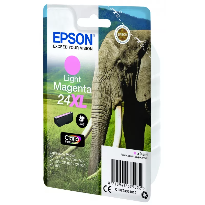 Epson Elephant Singlepack magenta chiaro 24XL inchiostro Claria Photo HD