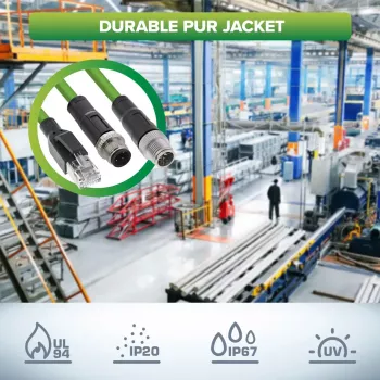 Cavo di rete industriale InLine, M12 4 poli codifica D maschio su RJ45, PUR 2m