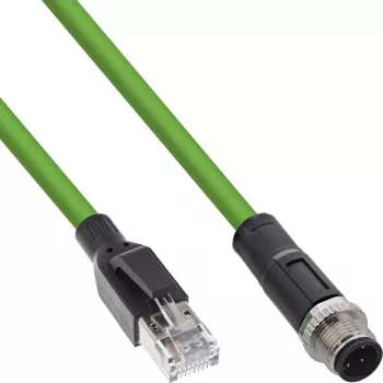 Cavo di rete industriale InLine, M12 4 poli codifica D maschio su RJ45, PUR 2m