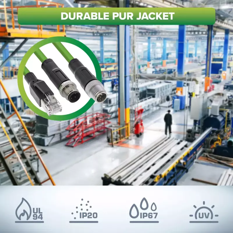 Cavo di rete industriale InLine, M12 4 poli codifica D maschio su RJ45, PUR 1 m
