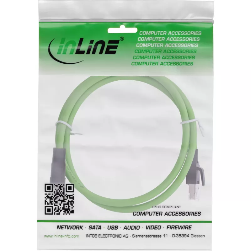 Cavo di rete industriale InLine, M12 8 poli codifica X su connettore RJ45, Cat.6A PUR 1m