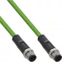 Cavo di rete industriale InLine, M12 4 poli D-coded connettore maschio/connettore maschio, PUR 2m