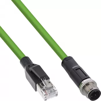 Cavo di rete industriale InLine, M12 4 poli D-coded connettore maschio a RJ45, PUR 10m