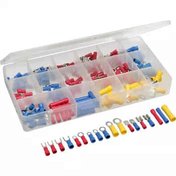 Set di capicorda a crimpare InLine 200 pz., puntalini isolati in blu/rosso/giallo