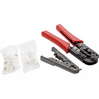 Set di pinze crimpatrici InLine, per connettori di rete, con RJ45 8P8C e RJ11 6P4C