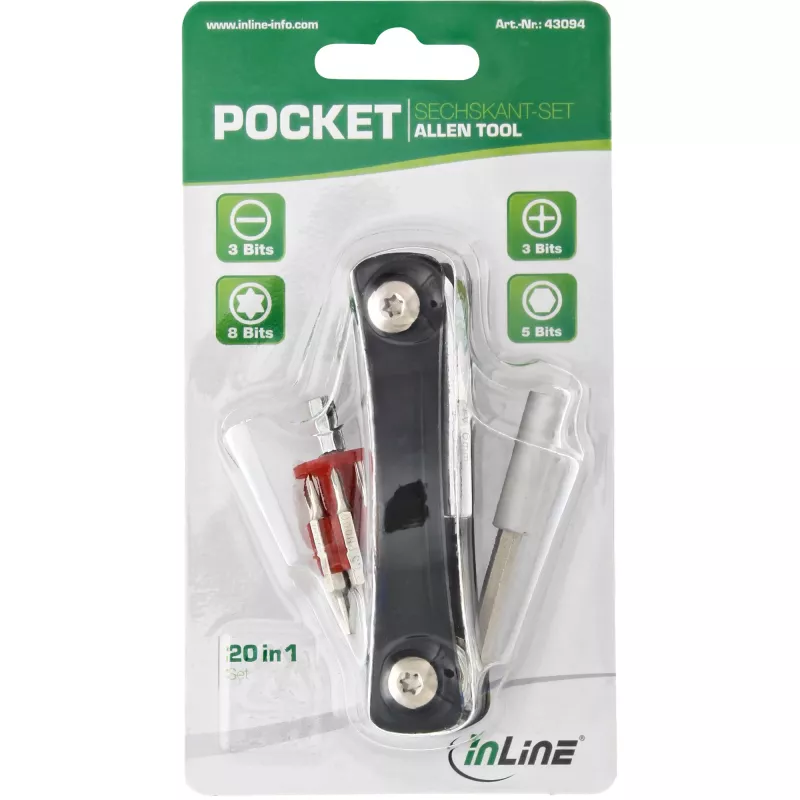 Set di cacciaviti a brugola tascabili InLine con portabit 20in1