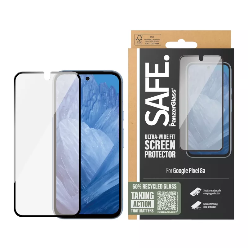 PanzerGlass SAFE. by ® Pellicola protettiva per display Google Pixel 8a | Ultra-Wide Fit