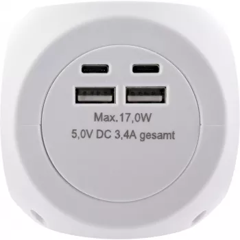 InLine Charging Cube InLine 16499A 3x presa Schuko 2x USB-C 2x USB-A bianco 2 m