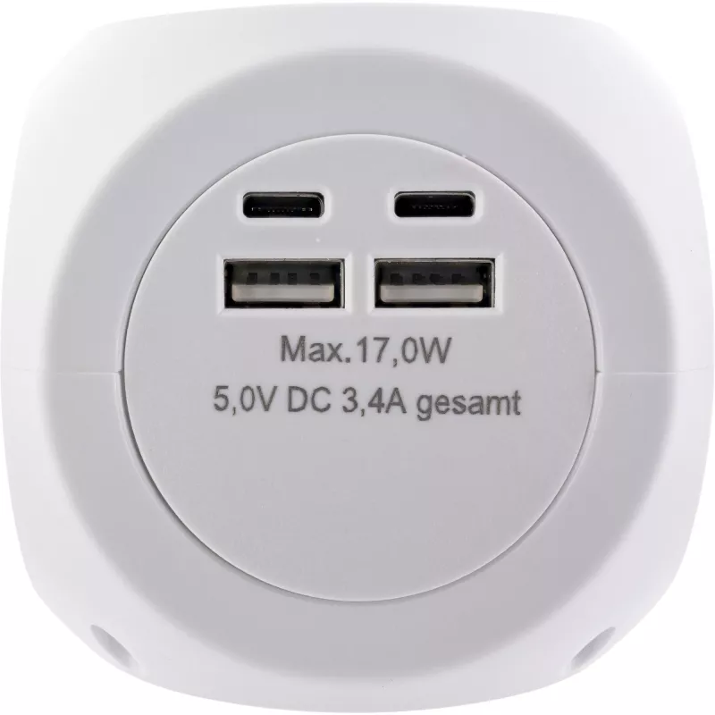 InLine Charging Cube InLine 16499A 3x presa Schuko 2x USB-C 2x USB-A bianco 2 m