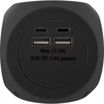 InLine Charging Cube InLine 16499B 3x presa Schuko 2x USB-C 2x USB-A nero 2 m