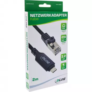 Cavo di rete InLine 33381A USB-C a RJ45 Cat6 2 m nero