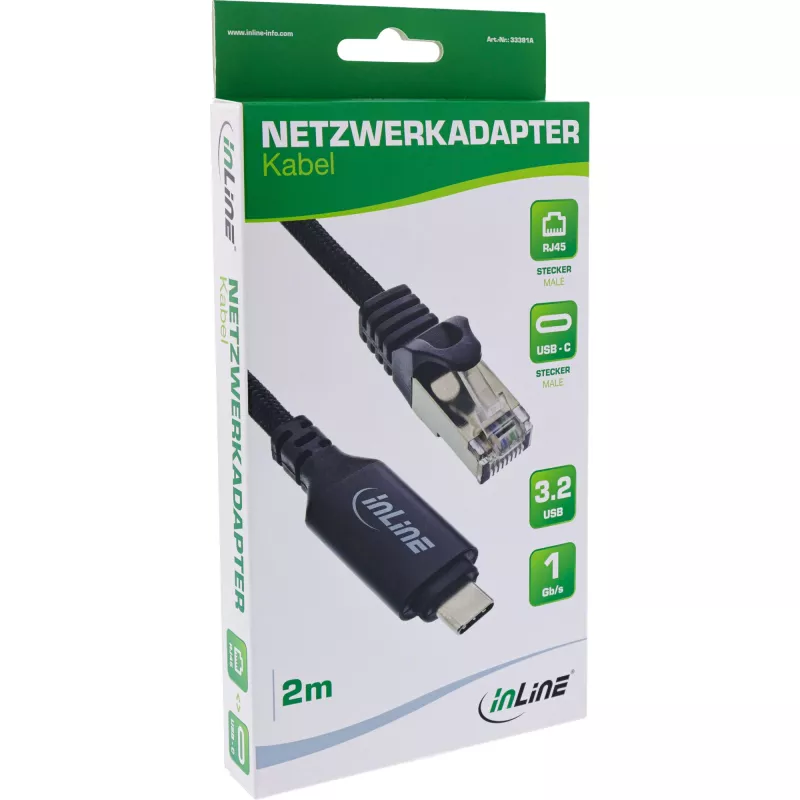 Cavo di rete InLine 33381A USB-C a RJ45 Cat6 2 m nero