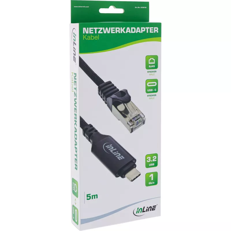 Cavo di rete InLine 33381B USB-C a RJ45 Gigabit 5 m nero