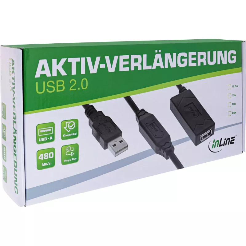 InLine prolunga attiva USB 2.0 USB-A maschio/femmina 25m 0,48 Gbit/s