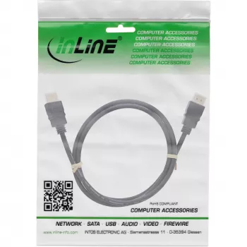 InLine Cavo HDMI, HDMI High Speed con Ethernet, maschio/maschio, nero, 1,5 m (17511)