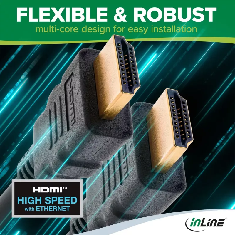 InLine cavo HDMI, HDMI High Speed con Ethernet, maschio/maschio, nero, 3m