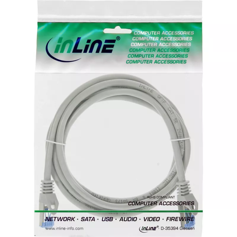 InLine cavo patch, Cat.6A, S/FTP, TPE flessibile, grigio, 0,25m