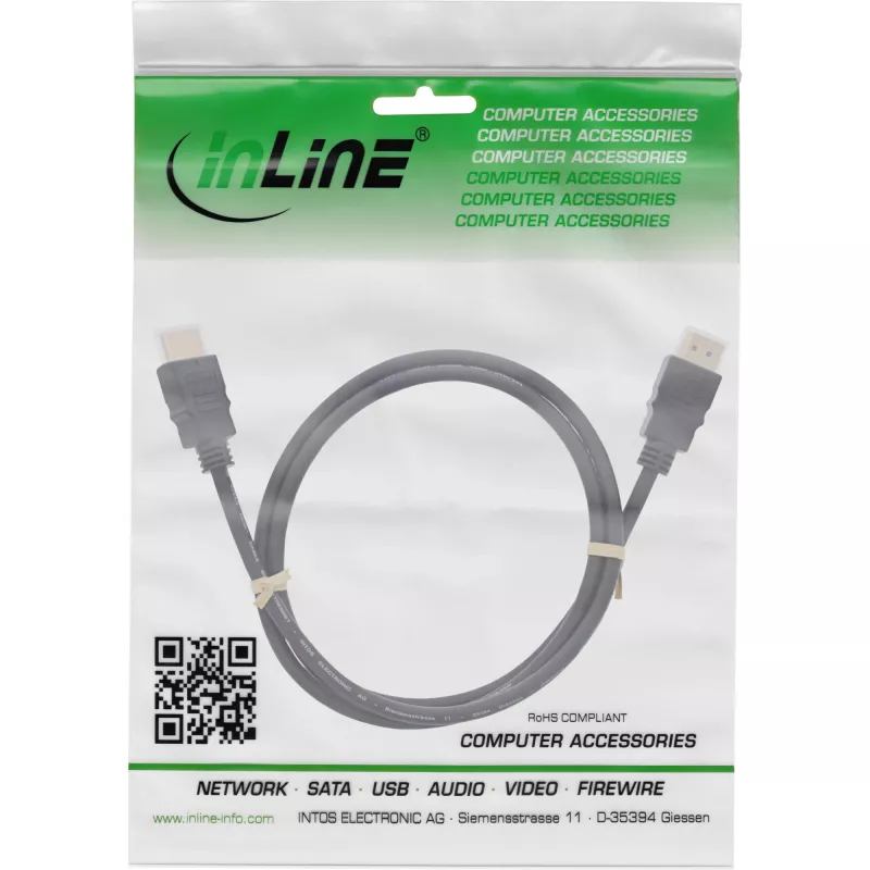 InLine Cavo HDMI, HDMI High Speed con Ethernet, maschio/maschio, nero, 7,5 m (17507)