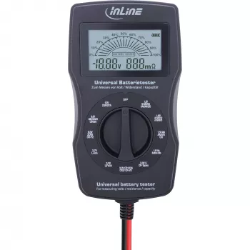 InLine tester batterie multifunzione, strumento di misura con display LCD