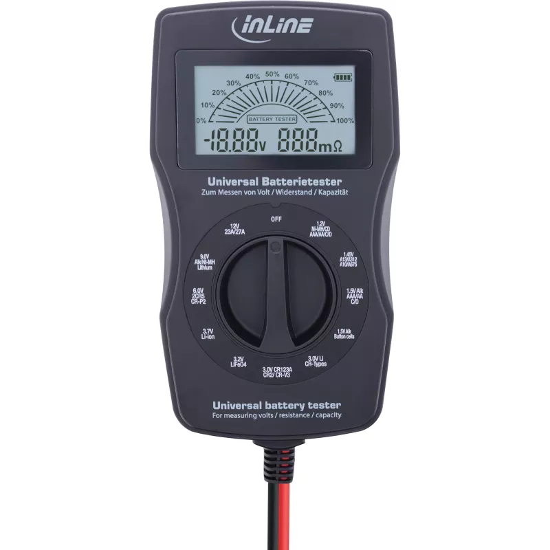 InLine tester batterie multifunzione, strumento di misura con display LCD