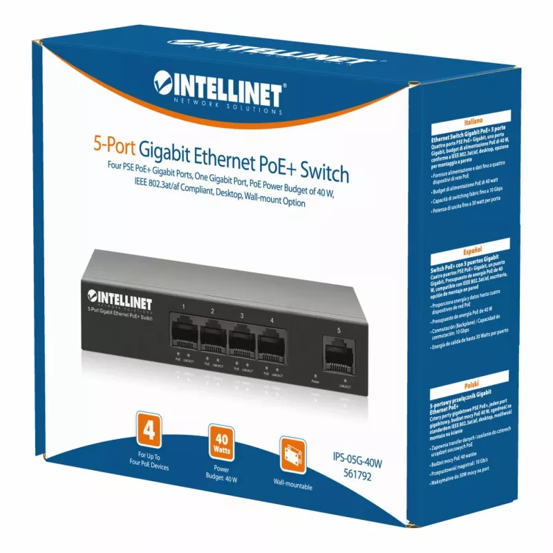 Intellinet 561792 switch di rete Gigabit Ethernet (10/100/1000) Power over Ethernet (PoE) nero