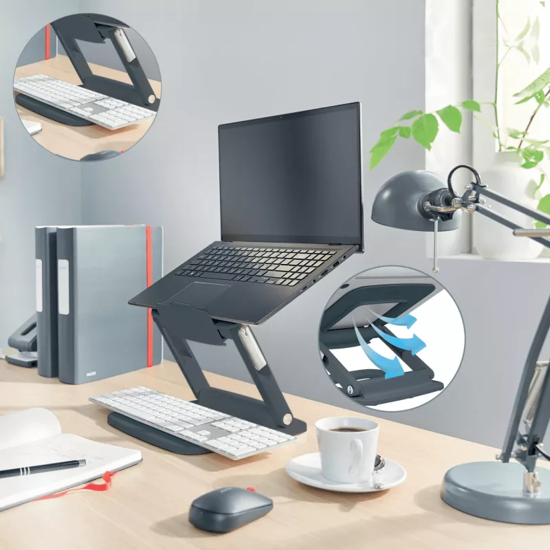 Leitz Ergo supporto laptop multi-angolo regolabile, 80% plastica riciclata