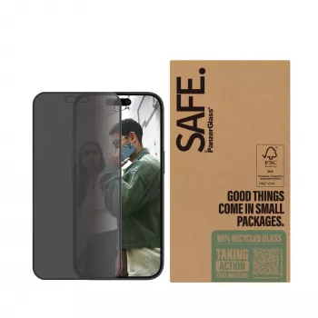 PanzerGlass SAFE. by ® protezione display privacy iPhone 16 | 15 | Ultra-Wide Fit | BULK