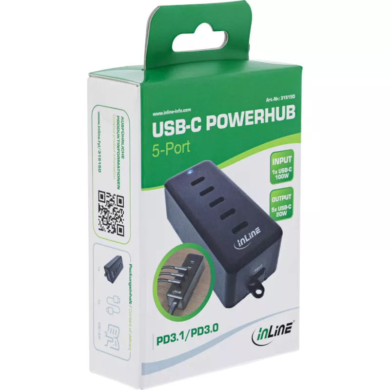 Caricabatterie universale da interno InLine USB-C 5 porte 100W