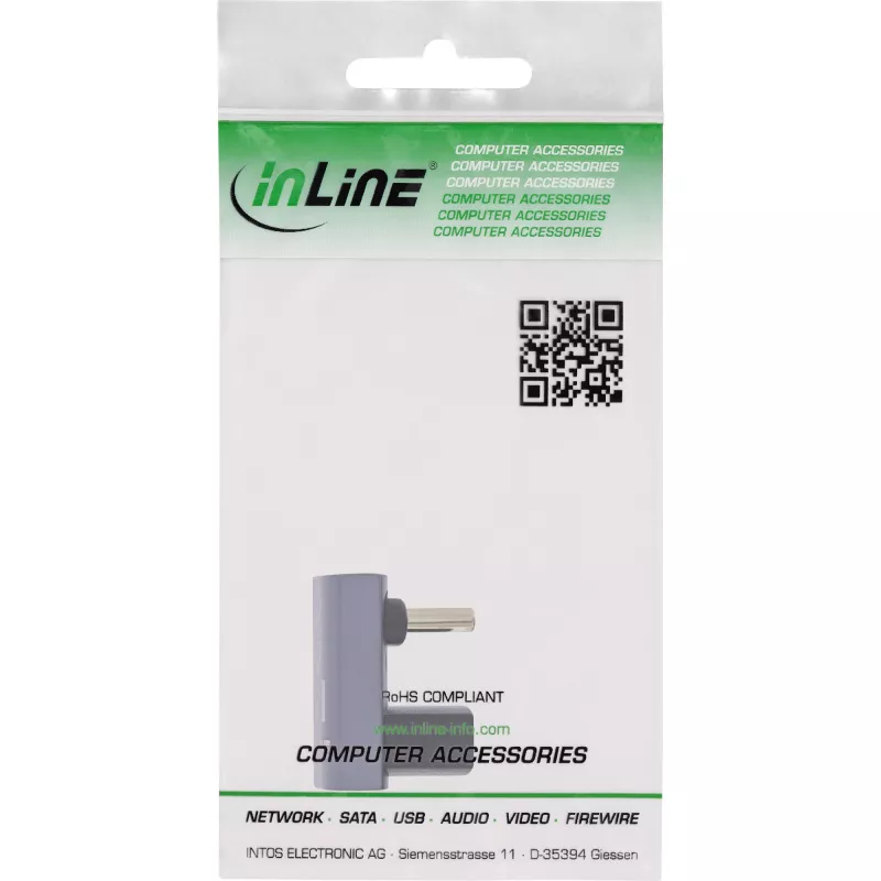 Adattatore USB4 InLine, USB-C maschio/femmina 180°, alluminio, grigio