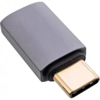 Adattatore USB4 InLine, USB-C maschio/femmina, alluminio, grigio