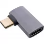 Adattatore USB4 InLine, USB-C maschio/femmina angolare destra/sinistra, alluminio, grigio