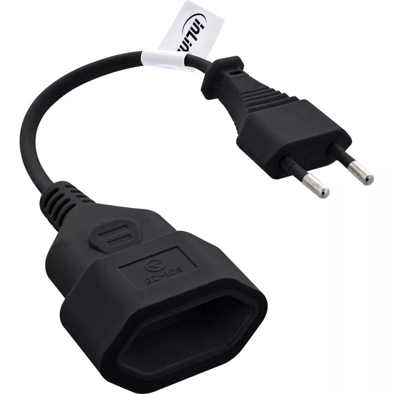 Cavo di alimentazione InLine 16680S nero 0,2 m CEE7/16